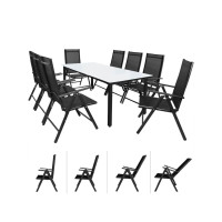 Garden Dining Set | Bern | 9-Piece (8-Seater) | Alu & Frosted Glass